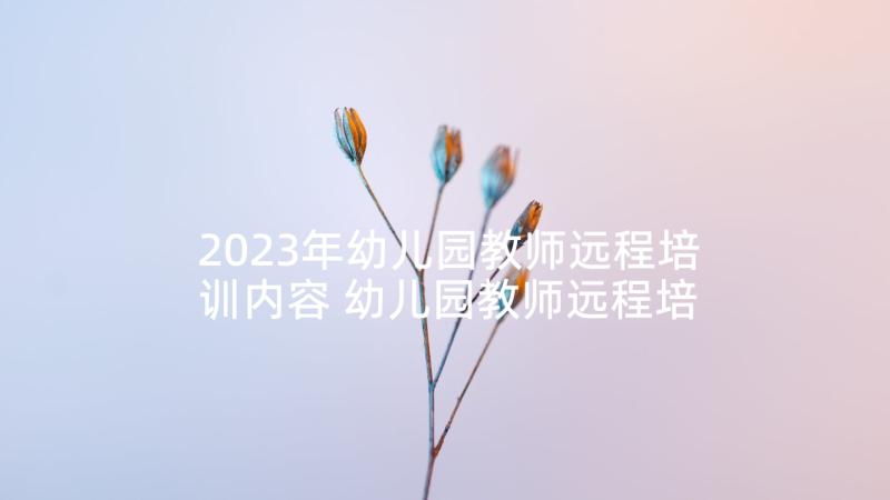 2023年幼儿园教师远程培训内容 幼儿园教师远程培训心得体会(精选5篇)