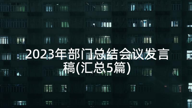 2023年部门总结会议发言稿(汇总5篇)