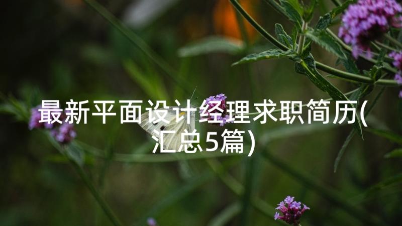 最新平面设计经理求职简历(汇总5篇)