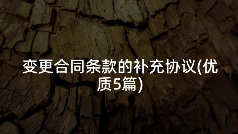 变更合同条款的补充协议(优质5篇)