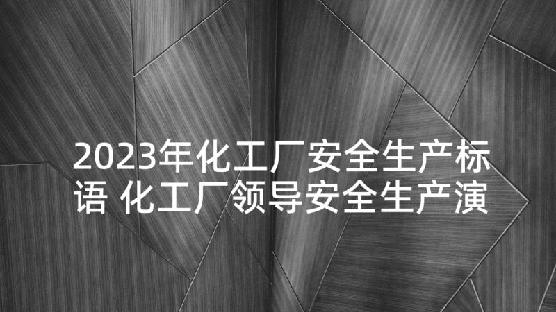 2023年化工厂安全生产标语 化工厂领导安全生产演讲稿(通用5篇)