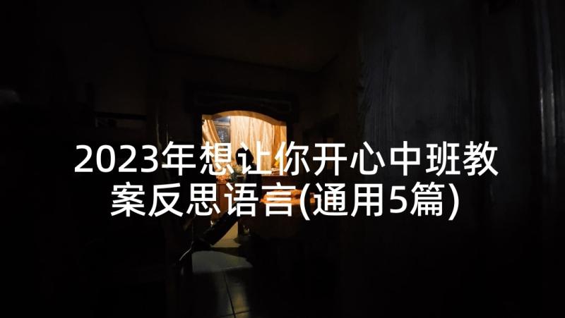 2023年想让你开心中班教案反思语言(通用5篇)