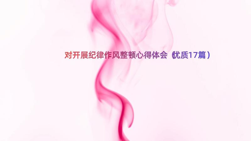 对开展纪律作风整顿心得体会（优质17篇）