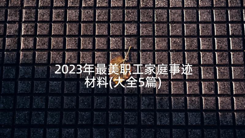 2023年最美职工家庭事迹材料(大全5篇)
