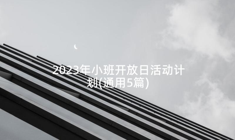 2023年小班开放日活动计划(通用5篇)