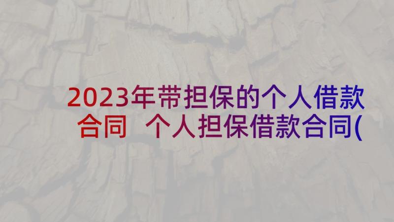 2023年带担保的个人借款合同 个人担保借款合同(优秀6篇)