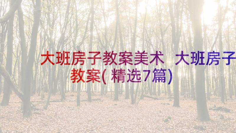 大班房子教案美术 大班房子教案(精选7篇)