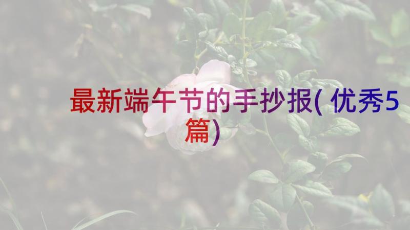 最新端午节的手抄报(优秀5篇)