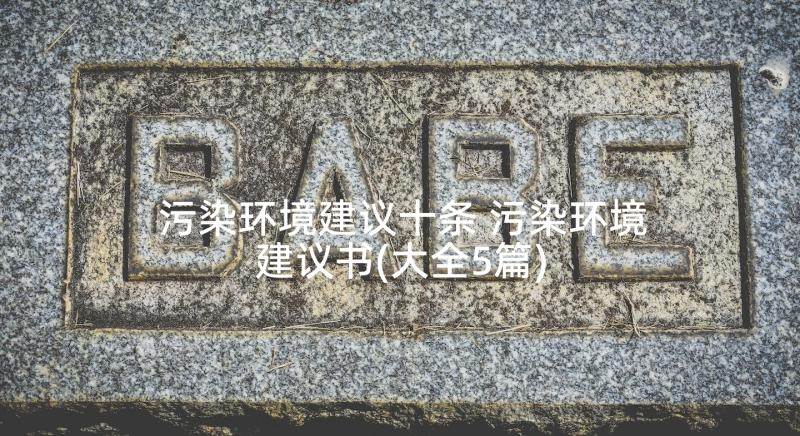 污染环境建议十条 污染环境建议书(大全5篇)