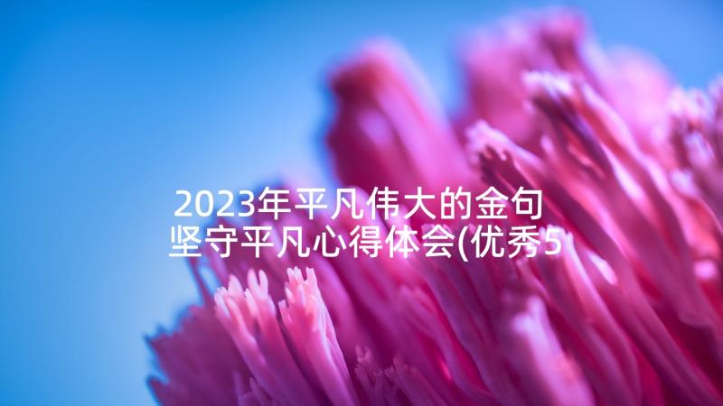 2023年平凡伟大的金句 坚守平凡心得体会(优秀5篇)