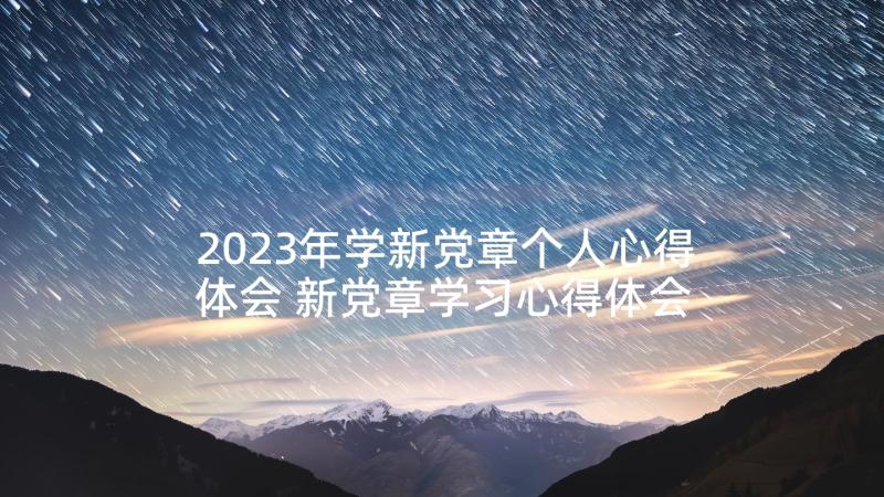 2023年学新党章个人心得体会 新党章学习心得体会(精选5篇)