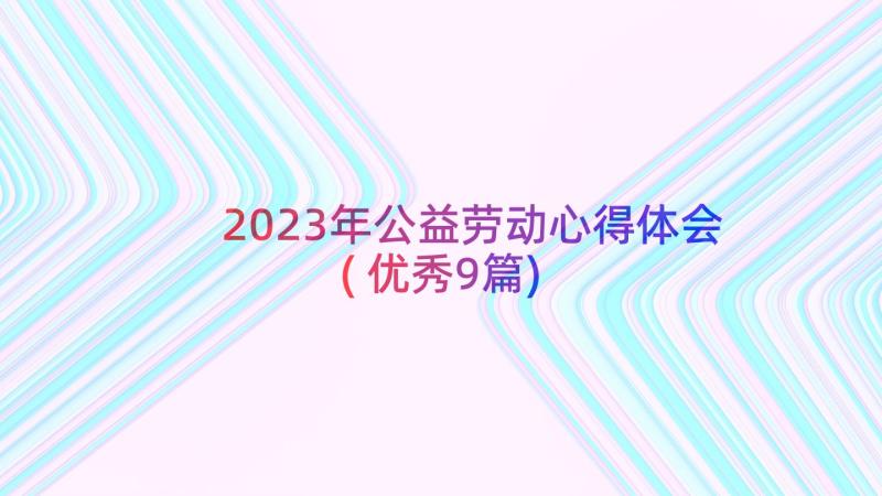 2023年公益劳动心得体会(优秀9篇)