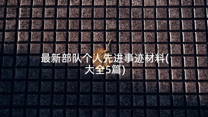 最新部队个人先进事迹材料(大全5篇)