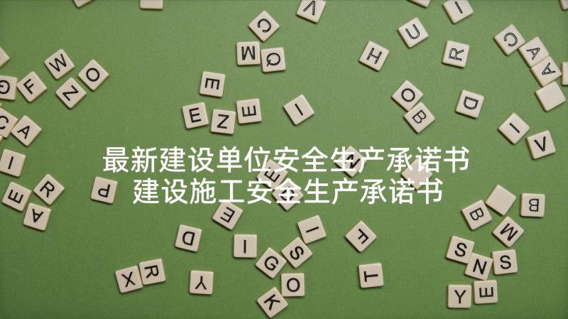 最新建设单位安全生产承诺书 建设施工安全生产承诺书(精选6篇)