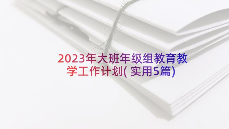 2023年大班年级组教育教学工作计划(实用5篇)