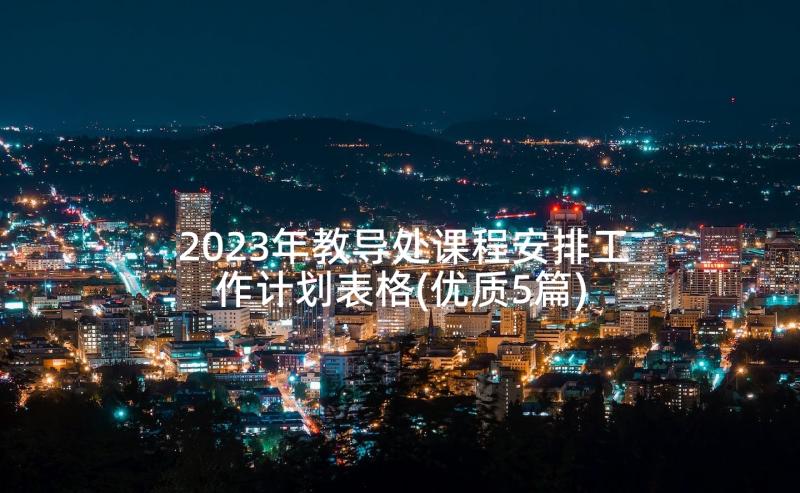 2023年教导处课程安排工作计划表格(优质5篇)