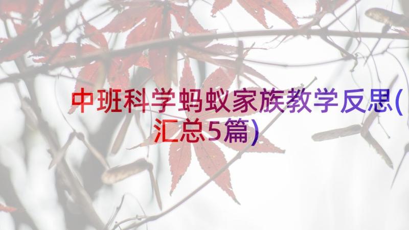 中班科学蚂蚁家族教学反思(汇总5篇)