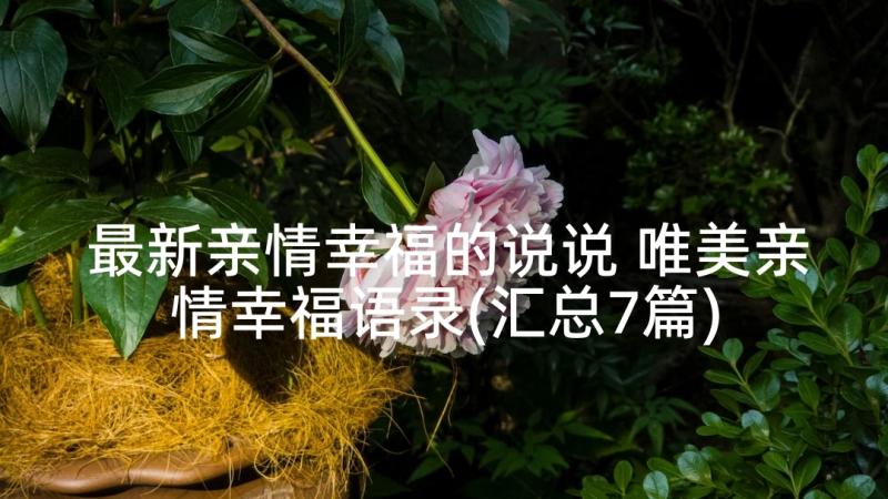 最新亲情幸福的说说 唯美亲情幸福语录(汇总7篇)