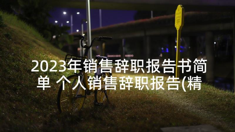 2023年销售辞职报告书简单 个人销售辞职报告(精选8篇)