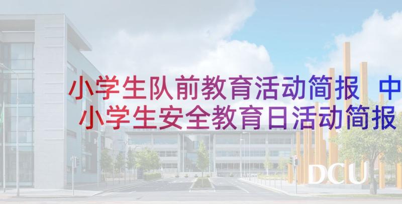 小学生队前教育活动简报 中小学生安全教育日活动简报(模板5篇)