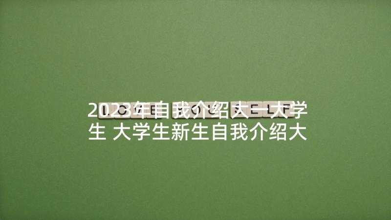 2023年自我介绍大一大学生 大学生新生自我介绍大一新生入学自我介绍(模板5篇)