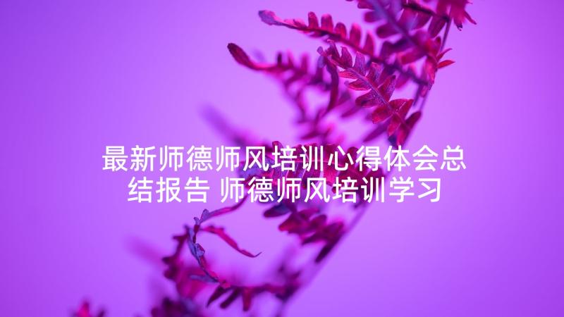 最新师德师风培训心得体会总结报告 师德师风培训学习心得体会(模板8篇)