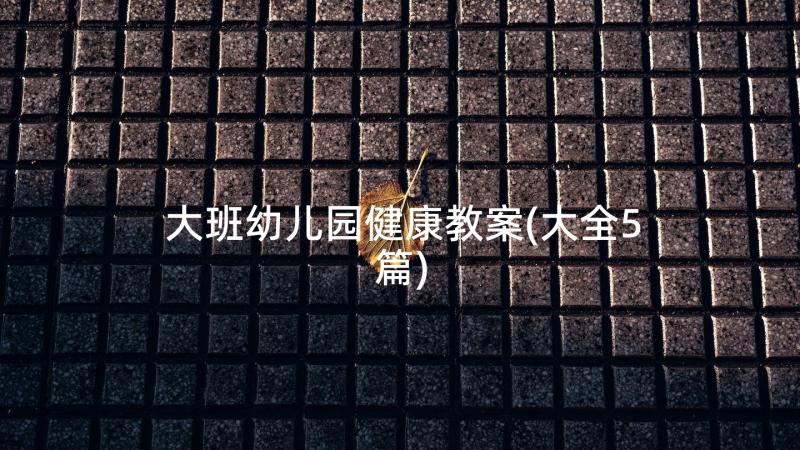 大班幼儿园健康教案(大全5篇)