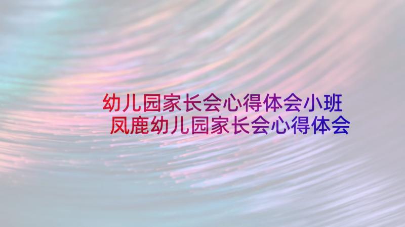 幼儿园家长会心得体会小班 凤鹿幼儿园家长会心得体会(汇总6篇)