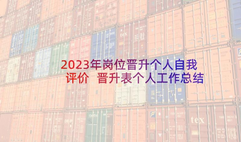 2023年岗位晋升个人自我评价 晋升表个人工作总结(大全9篇)