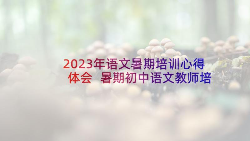 2023年语文暑期培训心得体会 暑期初中语文教师培训的心得体会(汇总10篇)