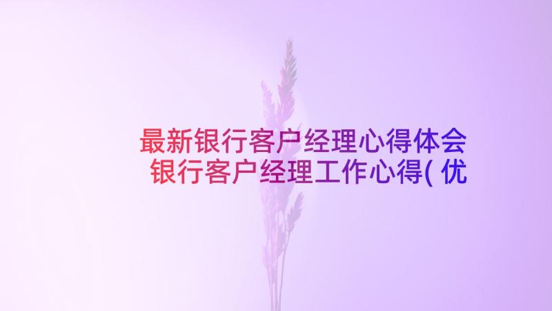 最新银行客户经理心得体会 银行客户经理工作心得(优质5篇)