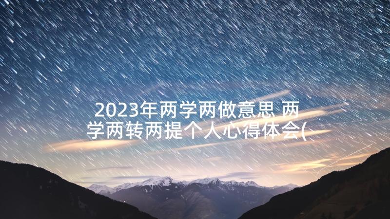 2023年两学两做意思 两学两转两提个人心得体会(优质5篇)