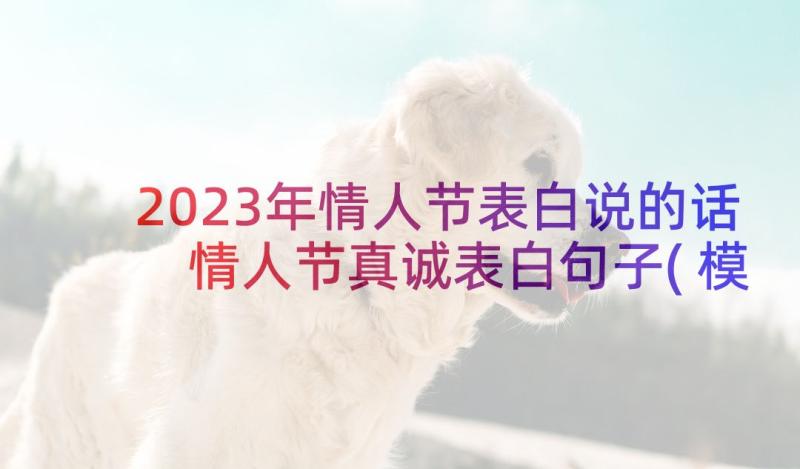 2023年情人节表白说的话 情人节真诚表白句子(模板5篇)