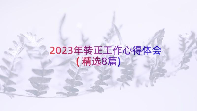 2023年转正工作心得体会(精选8篇)