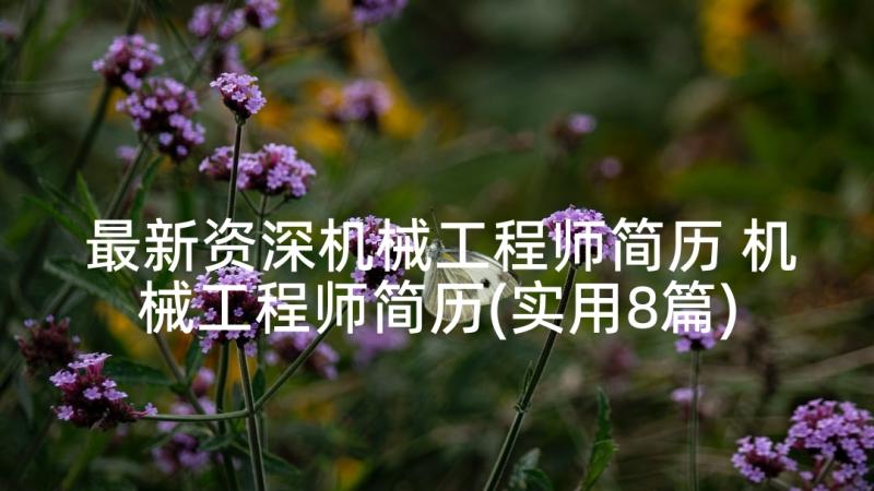 最新资深机械工程师简历 机械工程师简历(实用8篇)