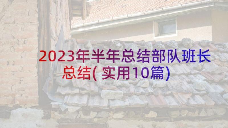 2023年半年总结部队班长总结(实用10篇)