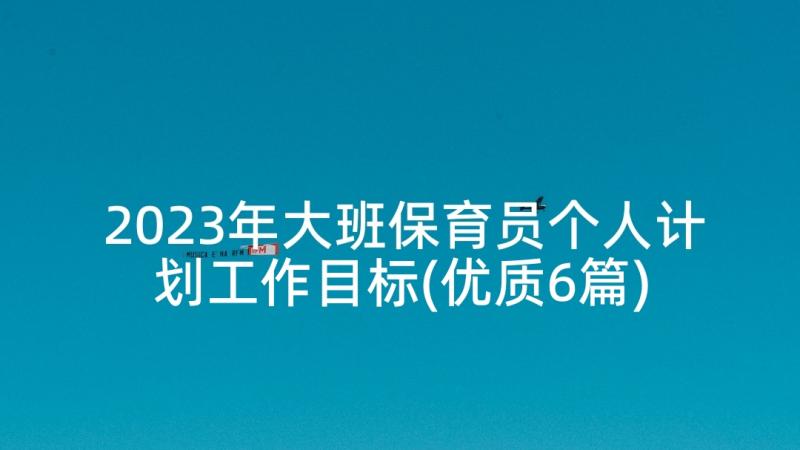 2023年大班保育员个人计划工作目标(优质6篇)