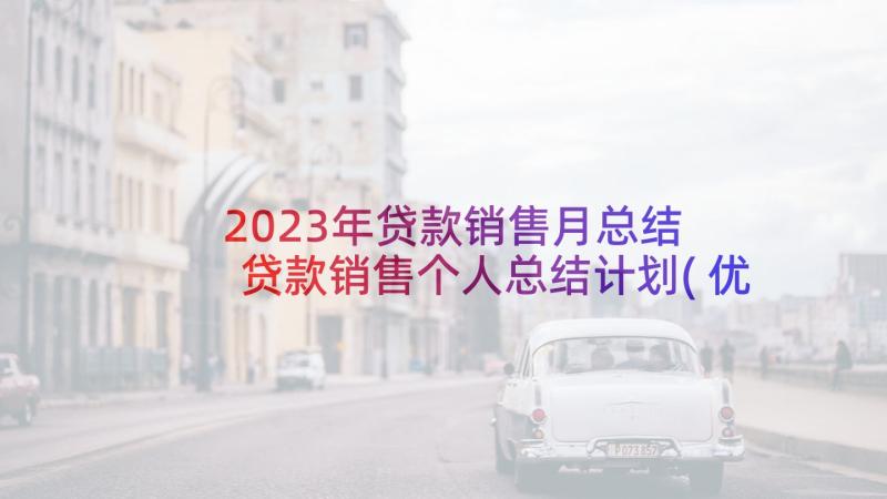 2023年贷款销售月总结 贷款销售个人总结计划(优秀6篇)