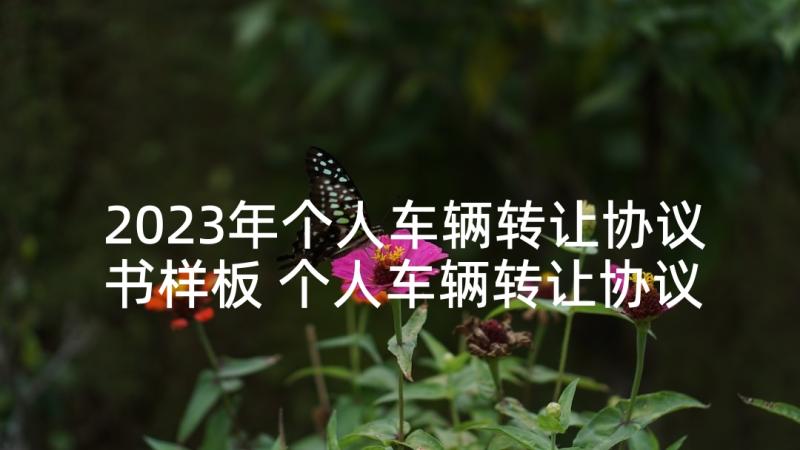 2023年个人车辆转让协议书样板 个人车辆转让协议书(优秀5篇)