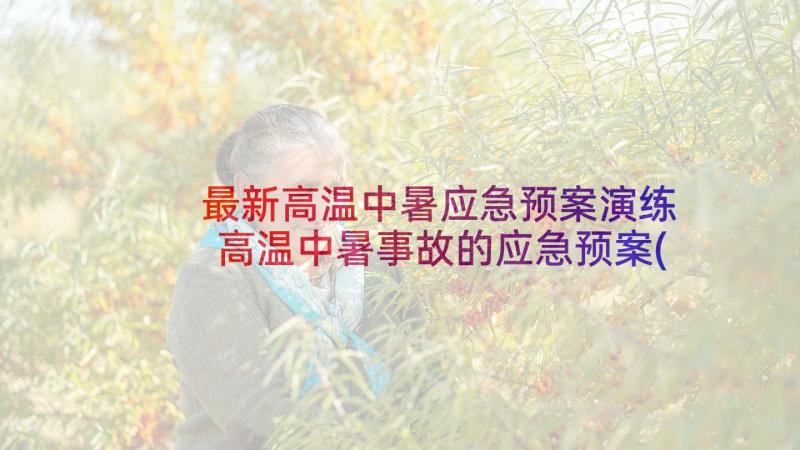 最新高温中暑应急预案演练 高温中暑事故的应急预案(大全5篇)