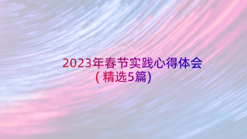 2023年春节实践心得体会(精选5篇)