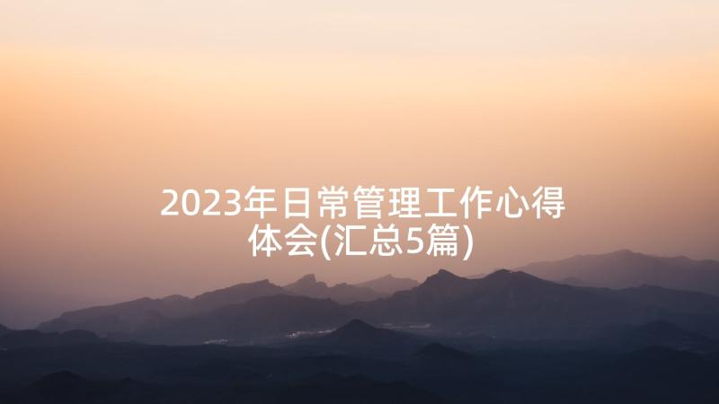 2023年日常管理工作心得体会(汇总5篇)