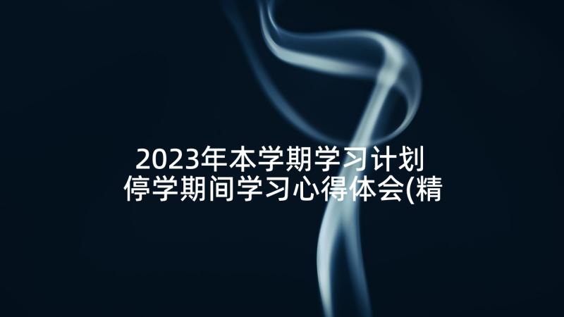 2023年本学期学习计划 停学期间学习心得体会(精选5篇)