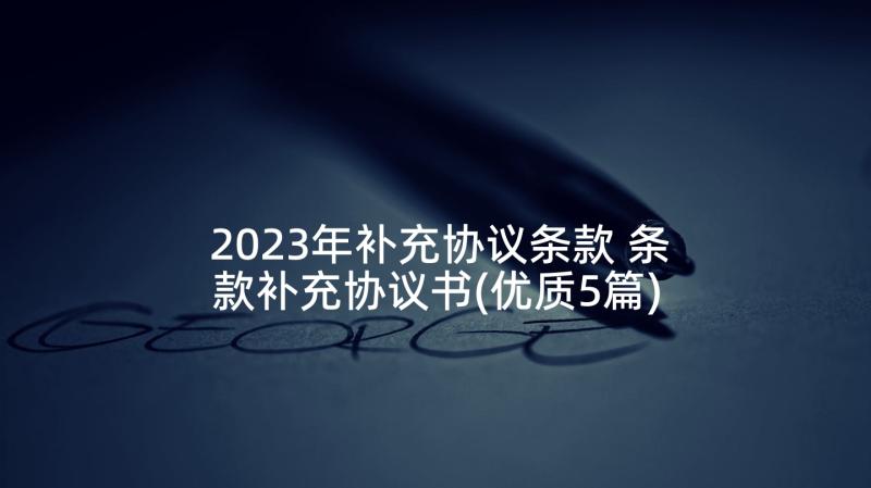 2023年补充协议条款 条款补充协议书(优质5篇)