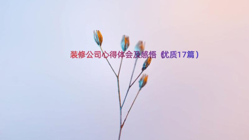 装修公司心得体会及感悟（优质17篇）