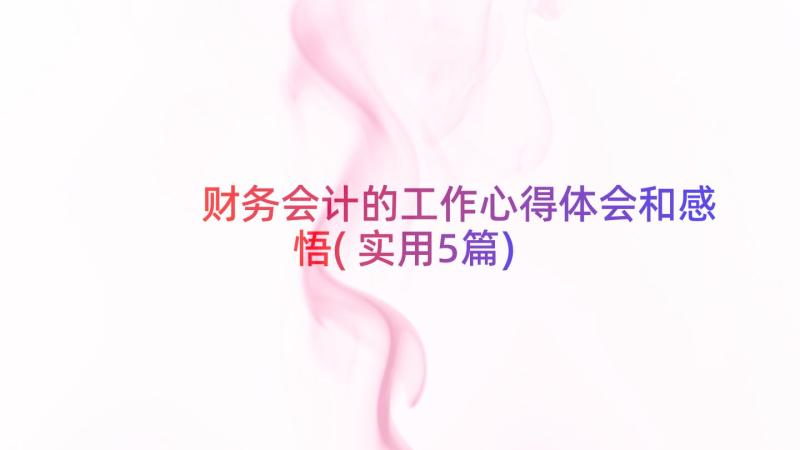 财务会计的工作心得体会和感悟(实用5篇)