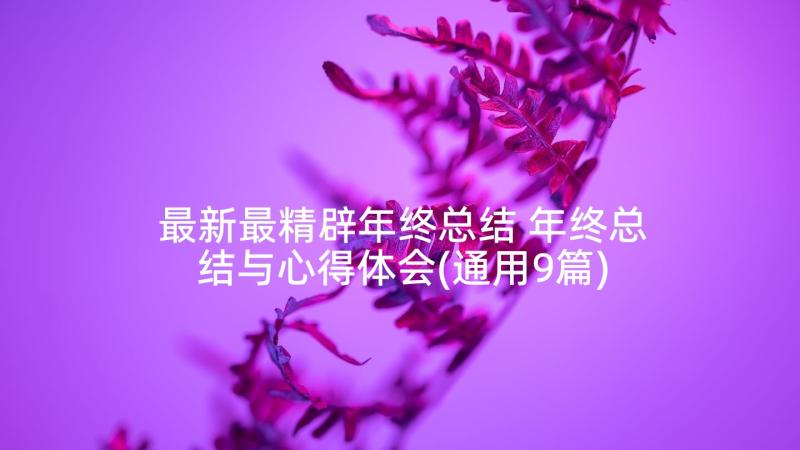 最新最精辟年终总结 年终总结与心得体会(通用9篇)