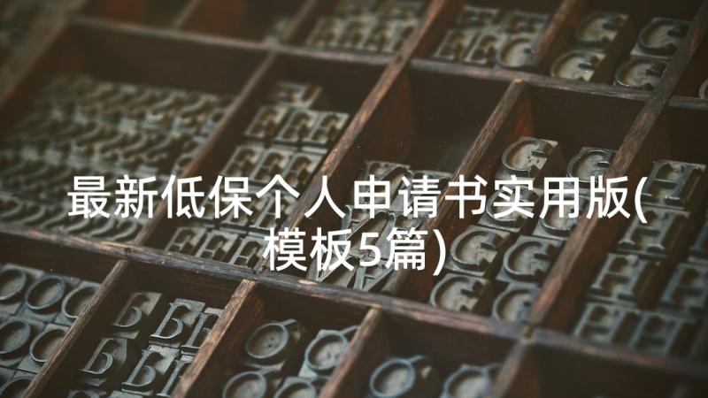 最新低保个人申请书实用版(模板5篇)