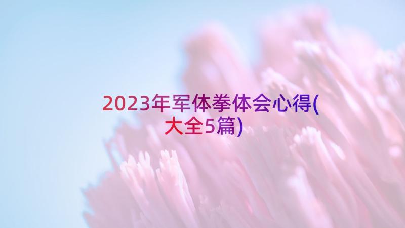 2023年军体拳体会心得(大全5篇)