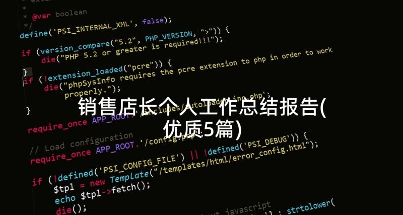 销售店长个人工作总结报告(优质5篇)